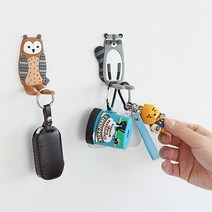 현관 냉장고 열쇠 마스크걸이 무타공 SAFARI 자석행거, 라쿤