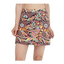 Cityoung 여성용 하이 웨이스트 러닝 골프 스포츠 스커트 포켓 액티브 운동 테니스 치마바지 네이비 Large, Small, Color Paisley