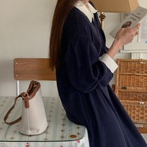 블디 배색 롱 원피스 66469 빅사이즈 여성의류