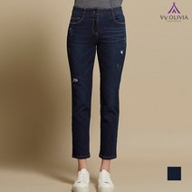 올리비아로렌 아울렛 이월 밴딩 포인트 구제 데님 청바지 VVCMPWM3131