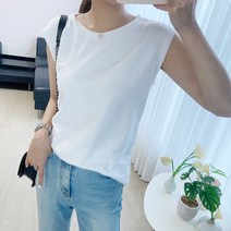 스타일대박 캡소매 슬라브 스판 민소매 티셔츠 민소매/나시