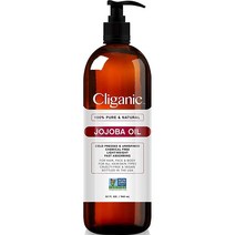 Cliganic 호호바 오일 GMO 프리 벌크 946.4ml32온스 | 100% 순수 냉압착 비정제 헥산 얼굴용, 1개