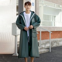 큰귀멍멍 남여공용 우비 다회용 고탄력 투명챙 비옷, 그린, 1개