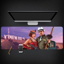 Grand Theft Auto 마우스 패드 GTA5 마우스 패드 대형 컴퓨터 게임 노트북 키보드 마우스 장패드 책상 패드 pc 게임 모바일 게임 캐릭터 마우스패드, 06_300x800mm | 3mm