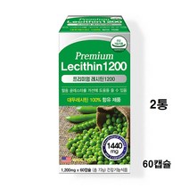 프리미엄 레시틴 인지질 대두레시틴 식물성 콜레스테롤 대두유 포스파티딜콜린, 60정, 2개