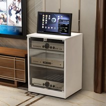 오디오 캐비닛 오디오장 앰프장 진열장 장식장 CD 테이프 유리장, 따뜻한 흰색 3 층 (과립 보드)