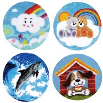 그란데로자 스킬자수 세트 DIY 래치훅 털실자수 집콕취미 패키지 45x45, 1개, 해피강아지