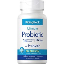 Piping Rock Probiotic 14 Strains 50 Billion Organisms Plus Prebiotic 100 Vegetarian Capsules Non-GMO Gluten Free