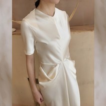 YY2부 머메이드 화이트 본식 대여 드레스 실크 웨딩드레, 아이스핑크