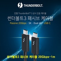 NETmate kw-nm-tb201 20g usb-c 썬더볼트3 패시브케이블 thunder bolt passine cable 케이블, 1개, 1m