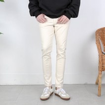 모룸 9부 내추럴 코튼 스판 슬림핏 크림진 M1029