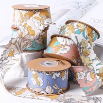 에일린리본 마틸다 원단리본 프린트리본, 4cm, 1마 0cm, 베이지