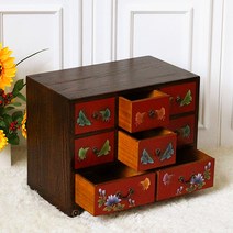 다한수제고가구 오동 나비 약장 (레드) 원목 엔틱 인테리어 서랍장, 단품