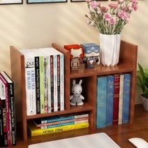 책선반 간이책꽂이 책꽂이정리함 3단 책꽂이 잡지 꽂이 책상위 미니 고급, 다크월넛