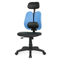 요추헤더형 컴퓨터 학생 사무 사무용 사무실 회전 요추 의자, 엔젤ZC 팔무 요추헤더형:인조가죽-블루