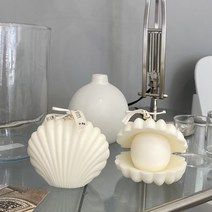 천연 수제 소이캔들 진주 조개 감성 캔들 오브제 직장동료 퇴사선물 돌 웨딩 답례품, 라벤더