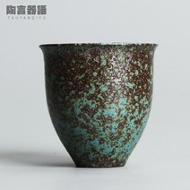 카페 머그컵 도자기물컵 도자기 머그잔 일본식 가마로 만든 거친 도자기 찻잔 수제 도자기 큰 키 큰 마스터 컵 홍차 kung, 하늘색, 100ml