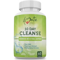 Amate Life 10일 장 정화 캡슐 60캡슐 - Detox ampamp 검은 호두 쑥 분말 크랜베리 추출물이 함유된 결장 건강 보조제 남성용 소화기 클렌저 여성