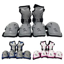 [발로타] 유아동용 무릎 + 손목 + 팔꿈치 보호대세트 자전거 인라인 킥보드 씽씽카 안전장, 색상:보호대세트/그레이(M)