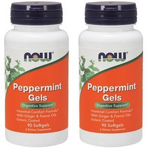NOW Foods Peppermint Gels with Ginger Fennel Oils 90 Softgels (Pack of 2), 1