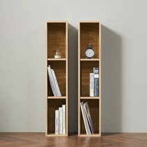 DIY 간편조립 슬림책장 3단 틈새 수납장 2개세트, 색상:오크