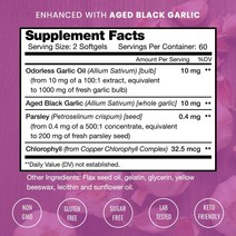 무취 마늘 알약 초강력 소프트젤 1000mg 지원 보충제 및 콜레스테롤 캡슐 파슬리 엽록소 숙성된 흑마늘 추출물로 강화 NutraChamps