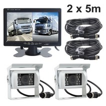 SMALUCK-dc12v-24 V 7 인치 2 분할 LCD 화면 자동차 모니터 HD 후면보기 카메라 버스 하우스 보트 트럭용, 01 2 x 5m