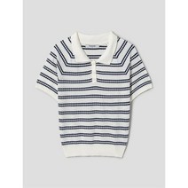 에잇세컨즈 스트라이프 칼라 배색 반팔 니트 네이비 323351LY9R
