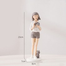 조각상/오브제 크리에이티브 북유럽 귀여운 소녀 수지 장 홈 데코 공예 동상 사무실 책상 인형 장식 커플용 책장 선물, 5.