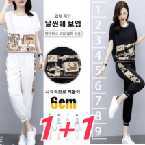1+1여성 캐주얼 상하 세트 코디세트넉넉하고 편안함/체형을 가리지 않음40-100kg 2 가지 색상 옵션