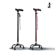 조이픽 노인 지팡이 경량 LED 어르신 효도 의료용 지팡이 환자용 네발, LED 환자용 네발 지팡이 레드, 1개