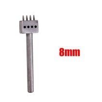 가죽공예독학 라운드 홀 펀치 샤프 헤드 교체 가능 찌르기 인두 이동식 수제 DIY 가죽 도구 블랙 행 컷, 22 Sliver 8MM 4 hole