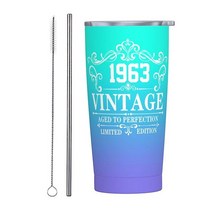 Habrtovn 여성과 남성을 위한 60번째 생일 선물 - 부모를 위한 60번째 선물 - 엄마 아빠 아내 남편 친한 친구를 위한 선물 아이디어-빈티지 - 591.5ml(20, White5