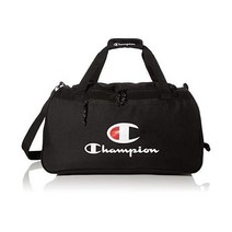 챔피언 로고 더플 백, 한 사이즈, 블랙 솔리드/화이트, 블랙 솔리드/화이트