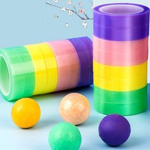 QDY 컬러 무지개 파스텔 야광 테이프공 테이프볼 만들기 세트 끈적볼 끈끈이볼 장난감 1.2cm, 6롤, 마카롱 퍼플