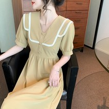 르누벨 여름 반팔원피스 데일리 헵번 스타일 여성복