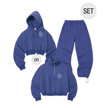 PARTIMENTO WOMEN [SET] 크롭후디 OR 하프집업 셋업_블루 [SET] CROP HOODIE OR HALF ZIP-UP SET UP_BLUE
