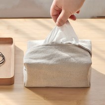 티슈케이스 레트로 가정용 린넨 북유럽 화장지 휴지 거실 패브릭, 브라운