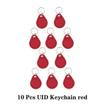 NFC 복사 RFID 액세스 제어 배지 NFC 스마트 칩 0 블록 재기록 가능 키 Fob 13.56MHZ 1K 태그 피스, 09 10PCS-UIDK-Red