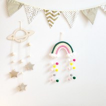 감성 캠핑 소품 텐트 꾸미기 차박 장식 가랜드 용품 걸이 무지개 마크라메 - 3 type, 빗방울(그린)