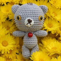 코바늘하나면돼 키링고양이인형 2 아미구루미 코바늘 손뜨개 DIY 키트 인형패키지, 머스타드, 1개