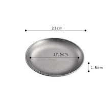 스테인레스 스틸 레트로 음식 디너 플레이트 서빙 트레이 라운드 케이크 디저트 요리 실버 서양 스테이크 플레이트 주방 식기, 23cm
