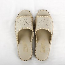펀칭봉합 고급 가죽 실내슬리퍼 거실 실내화 호텔 거실화 병원 유치원 사무실, 베이지, 1개