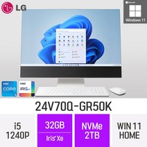 LG전자 24V70Q-GR50K 24인치 인텔 12세대 i5 Iris Xe Win11 Home 사무용 인강용 재택근무용 일체형 PC, 32GB, 2TB