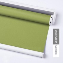 무타공블라인드 전동 블라인드 일광 및 암막 전기 충전식 관형 모터 스마트 가정사무실 용, Daylight Olive Green+Custom 사이