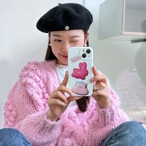 변색없는 쌩폰인듯 Ins-귀여운 핑크 토끼 전화 케이스 귀여운 소녀 아이폰 11 12 14 프로 맥스 13 미니 XR XS 7 8 플러스 SE 스위트 걸 충격 방지 후면 커버