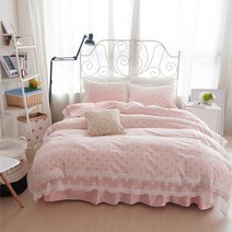 4피스 3피스 이불 패드 배게 커버 침구 세트 레이스 프릴 면 사계절 싱글 퀸 킹 사이즈 꽃 순면 방꾸미기