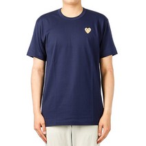 [꼼데가르송] (P1T216 NAVY GOLD) 남성 골드하트 반팔 티셔츠