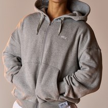 UPLG 자수 에센셜 기모 후드집업