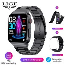 스마트워치 스마트 워치 남자 심전도 모니터 체온 스마트워치 I68 방수 피트니스 트래커, steel-ECG Band_smart health wa